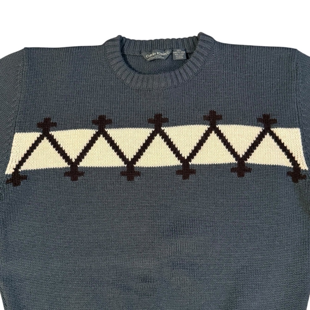 Vintage Calvin Klein 1970s Wool Crewneck Sweater Size Large Unisex - Picture 2 of 4